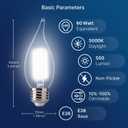 FLSNT LED Chandelier Edison Bulbs 5000K Daylight, 60W Equivalent, Dimmable CA11 E26 Base LED Candelabra Bulbs, 550LM, 12 Pack UL,CA65 Listed.
