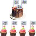 100 Pcs Rainbow Happy Birthday Cupcake Flags Mini Happy Birthday Party Theme Toothpick Stick Flags Happy Birthday Anniversary Cupcake Toppers Cocktail Food Flag Decorations (Multicolored)