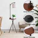 Floor Lamp with Oval Side Table, 3 Color Temperature 9W LED Bulb, Remote and Foot Switch Control, USB A and C Ports, Dual AC Outlets, 1-Hour Timer, Modern Lamp for Living, Bedroom, Brown