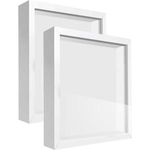 8.5x11 Shadow Box Frame Display Case with Letter Stickers, 3D Picture Frame, Display Case Box for Memorabilia, Baby Items, Wedding Memories, Crafts, Tickets and Photos (2Pcs-White, 8.5x11)