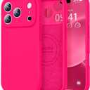 Vooii Magnetic for iPhone 17 Pro Max Case, Compatible with Magsafe (Premium Liquid Silicone) (Integrated Camera Control Button) Full Body Protective Anti-Scratch Microfiber Lining 6.9 inch, Hot Pink