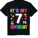Youth 7th Birthday Gifts Boy Girl 7 Years Old It's My 7th Birthday T-Shirt
 (Small, Black)