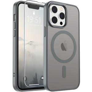 SUPFINE Magnetic for iPhone 13 Pro Case (Compatible with MagSafe) (Military Grade Drop Protection) Slim Translucent Matte Shockproof with Anti-Fingerprint Phone Case,Gray