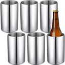 6 Pack Wine Chiller Bucket Wine Bottles Cooler Bulk, Stainless Steel Double Wall Insulated Champagne Ice Bucket for Parties,Fits for 750 ml Bottles(Silver)
