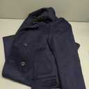 Men's Premium Wool Blend Double Breasted Long Pea Coat (X-Large, Navy Blue)
