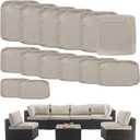 Outdoor Cushion Covers Replacement 14 Pcs Patio Cushion Covers fit for 7Pieces 6-Seater Wicker Rattan Sectional Couch Sofa Outdoor Cushion Slipcovers Set Seat and Back Cover Only, Beige