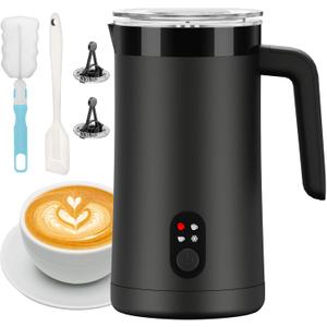 Milk Frother, 4-in-1 Electric Milk Steamer and Frother, 13.5oz/400ml Automatic Large Capacity Warm and Cold Foam Maker, Milk Warmer and Coffee Frother for Latte, Cappuccino, Macchiato(Black)