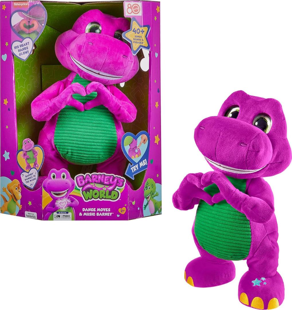 Barney World Toddler Toys by Fisher-Price, Tall Plush, 13-inch Figure with Sounds, Soft Texture for Play, Kids Ages 2+ Years