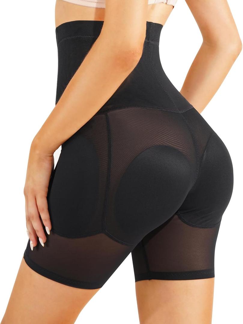 Irisnaya Women Shapewear Control Panties Body Shaper Butt Lifter Padded Hip Enhancer Seamless Underwear Hi- Waist Short (XX-Large, Black)