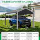ACEPIC 10x20 Heavy Duty Carport Replacement Top Cover, Gray(Top Only)