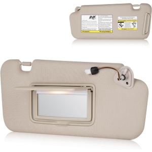 Right Passenger Side Sun Visor with Light Fit for Nissan Murano 2009 2010 2011 2012 2013 2014, Replaces for 96400-1AA1B Beige