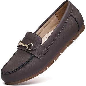 Genuine Leather Loafers for Women Driving Moccasins Business Casual Work Shoes Comfortable & Lightweight Womens Dress Flats Slip On Shoes Size 9,5