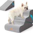 Gardner Pet Dog Stairs for Small Dogs 16.5" H, 2 in 1 Transformable 3-Step Pet Stairs and ramp, Dog Steps for Couch (13-20 in) with Durable Non-Slip Waterproof Cover and CertiPUR-US Certified Foam