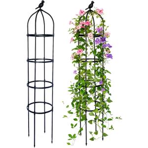 2 Pack Garden Obelisk Trellis for Climbing Plants Outdoor, Plant Trellis Garden Tower Trellis for Potted Plant Climbing, Flowers Vegetable Cucumber Trellis