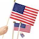 12 Pcs 8x12 Inch Small American Flags on Stick, US Handheld Flag with Kid-Safe Spear Top, For Memorial Day, Independence Day Decorations,250th Anniversary USA flag,Patriotic Holiday Yard Garden Flags