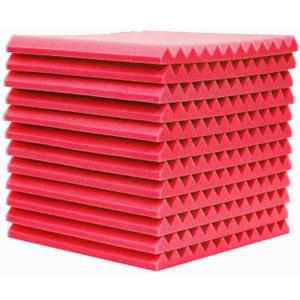 12pcs 12" 30cm Acoustic Soundproof Sound Absorbing Insulation Foam Sponge Board (Red)