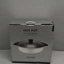 Hot Pot with Divider for Induction Cooker Dual Sided Soup Cookware Two-flavor Chinese Shabu Shabu Pot for Home Party Family Gathering, 4.5 Quart (White)