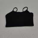 Women's Strappy Stretch Sports Bra Longline Yoga Tank Top Fitness Bra Workout Camisole Crop Tops for Teen Girl (Black)