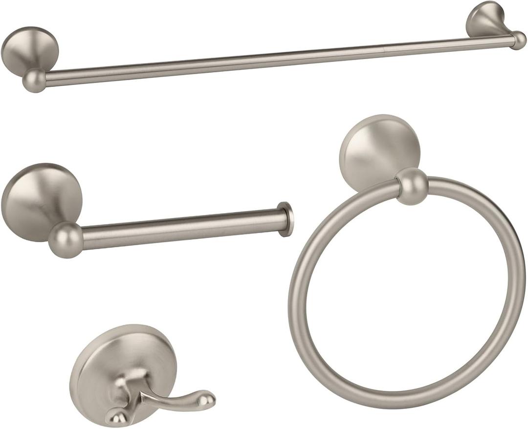 4 Piece Antique Bathroom Hardware Accessories Set Brushed Nickel,24 Inch Towel Bar Set,Towel Rack,Bathroom Towel Holder Set