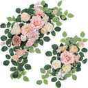 Pack of 2 Artificial Flowers for Backdrop Decoration, Wedding Arch Flowers,Reception Welcome Sign, Eucalyptus Garland, Suited to Aisle Decor and Wedding Arches(Champagne Pink)