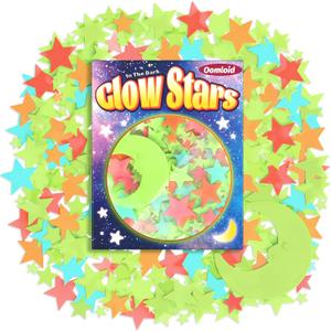 201 Pcs Glow in The Dark Stars Stickers for Ceiling, Multicolor Toddler Wall Room Decor Gifts, Luminous 3D Glowing Stars Stocking Stuffers for Kids Boys Girls