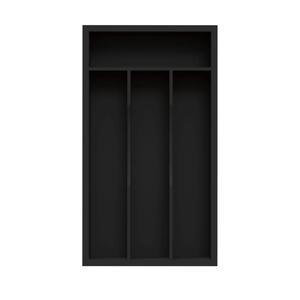 Small Silverware Organizer, Bamboo Kitchen Drawer Organizer, Utensil Holder, Cutlery Tray & Spoon Flatware Storage with Grooved Drawer Dividers (Black), Small 6.7x12 Inch