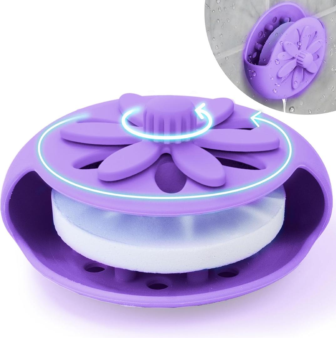 SHARLOVY Purple Shower Steamers Tray, Big Suction Cup Shower Steamer Tablet Holder Dish for Long Lasting Use, Flake Bath Bombs Container, Adornment Household Supply Car Decoration Yoga Decor