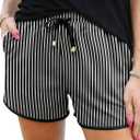IWOLLENCE Women's Checkered Shorts Elastic Waist with Drawstring Plaid Short Pants Beach Summer with Pockets, Medium