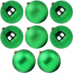 Extra Large Size Outdoor Christmas Ornaments, Oversized Huge Big Shatterproof Xmas Christmas Plastic Balls for Outside Lawn Yard Tree Hanging Decorations (8"/200mm, Green, 8 Packs)