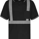 2 x TCCFCCT Reflective Shirts for Men, Safety Polo Shirt for Men Construction Work, Hi Vis Shirts for Men Reflective, Quick Drying, Night Working, PLD-Black-XXL