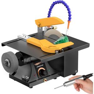 350W Lapidary Saw Benchtop Cutting&Engraving Machine,Variable Speed 0-10000 RPM with Water Cooling,Complete Kit for Wood Acrylic Stone Metal,Includes Diamond Blades,Flex Shaft,Polishing Wheels