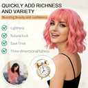 AGO Pink Wigs Short Wavy Hair Pastel Bob Wig with Bangs Shoulder Length Synthetic Hair for Women Girl Colorful Cosplay Wig Synthetic Heat Resistant Fiber for Daily Party Halloween Use (Pink)