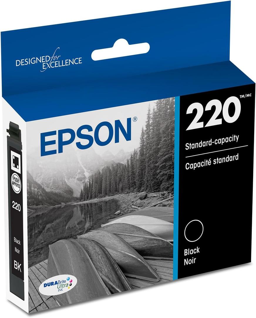 EPSON 220 DURABrite Ultra Ink Standard Capacity Black Cartridge (T220120-S) Works with WorkForce WF-2630, WF-2650, WF-2660, WF-2750, WF-2760, Expression XP-320, XP-420, XP-424