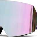 FMY Ski Goggles for Men Women & Youth - Anti Fog UV400 Protection Snowboard Snow Skiing Goggles for Adult (Purple Lens&white Frame)