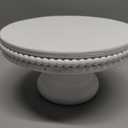 dwellington White Wash Display Wood Riser, 8.25inch Shabby Chic Pedestal Tray Decor with Beads, Farmhouse Display Stands for Coffee Bar, Bathroom, Kitchen Island (White)