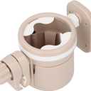 Asixxsix Cup Holder for Stroller, Universal Adjustable with Silicone Pad and Portable Design for Car Frames Shopping Trolleys Booster Seats Car Seats and More (Khaki Color)