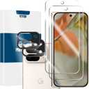 Screen Protector for Google Pixel 9 Pro Fold, [2+2 Pack] Tempered Glass for Pixel 9 Pro Fold & Camera Lens Protectors[Ultrasonic Fingerprint Unlock] [Case Friendly] [Bubble-Free] 6.3 Inches (Transparent)