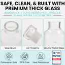 Reusable Borosilicate Glass Water Bottle 16 oz with Sleeve  Slim, Clear, Leakproof Bottle with Time Marker  BPA-Free, Double-Walled, Wide Mouth, for Hot or Cold Drinks, Motivational Gift (Clear)