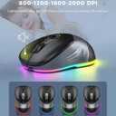 PEIOUS Wireless Mouse, Jiggler Mouse for Laptop - LED Mouse Rechargeable Computer Mice Mouse Mover Undetectable Random Movement with On/Off Button Keeps Computer Awake - Black & Grey