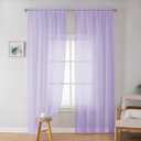 OWENIE Sheer Curtains 84 inches Long for Bedroom Living Room 2 Panels Set, Rod Pocket Soft Light Filtering Privacy Fimly Sheer Curtains & Drapes, Solid Purple Window Treatments, 42Wx84L (Lavender)