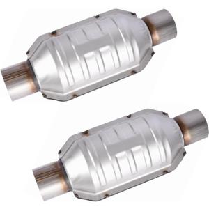 2.5" Universal Catalytic Converter, 2.5 Inch Inlet/Outlet High Flow Front Cat Converter Direct-Fit with O2 Port & Heat Shield, Universal Catalytic Convertor Stainless Steel 2PCS (EPA Compliant)