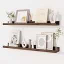 Dreamland Picture Ledge Shelf for Wall, Floating Shelves Set of 2,30 inch Long Floating Shelves with Lip for Living Room,Bedroom,Bathroom,Kitchen,Walnut