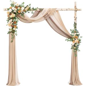 Ling's Moment Artificial Wedding Arch Flowers Kit, Apricot & Soft Peach
