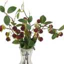 Artificial Raspberry Stem 3Pack, Simulated Raspberry Branch Lifelike Flowers Plant Berries for DIY Home Kitchen Wedding Party Decoration Photography Props (14.96Inch, Cherry Red)