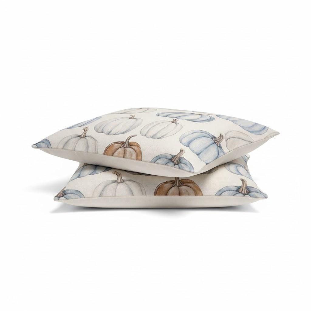 AOFANGGO Fall Pillow Covers 18x18 inch Set of 2 Autumn Themed Watercolor Pumpkins Seamless Decorative Throw Pillows Outdoor Pillowcase Farmhouse Cushions for Couch Sofa Thanksgiving Home Decor