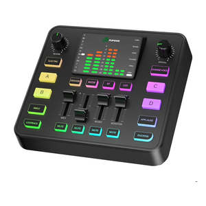 Pupgsis Gaming Audio Mixer, Audio Interface for pc,1/4" TRS Dynamic Mic interface,Sound Board With voice changer, Pro-Preamp, Noise Cancellation, RGB, Bluetooth For Streaming/Podcasting/Gaming