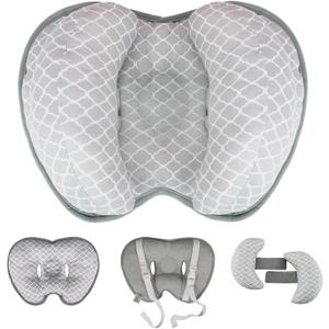 KAKIBLIN Baby Neck Pillow for Head, 2 in 1 Travel Pillow Baby Car Seat Head Support Banana Neck Pillows for Infants Small Boys and Girls, Support for Stroller,White Cloud