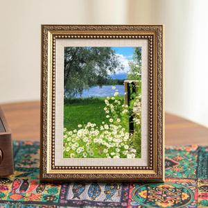 3.5x5 Frame Resin, Elegant Picture Frames Gold Small Photo Frame Horizontal & Vertical for Tabletop Home Decor