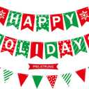 Gifloon Happy Holidays Banner, Christmas Banner for Fireplace Xmas Party Decorations, Holiday New Year Decor