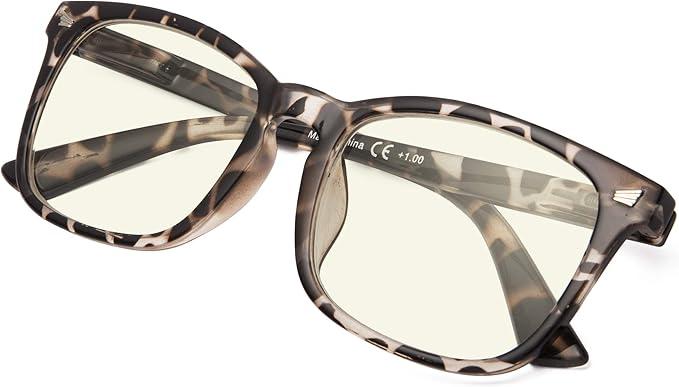 2 pack Oversized Square Blue Light Blocking Reading Glasses for Women Men, 2.0 Diopters
